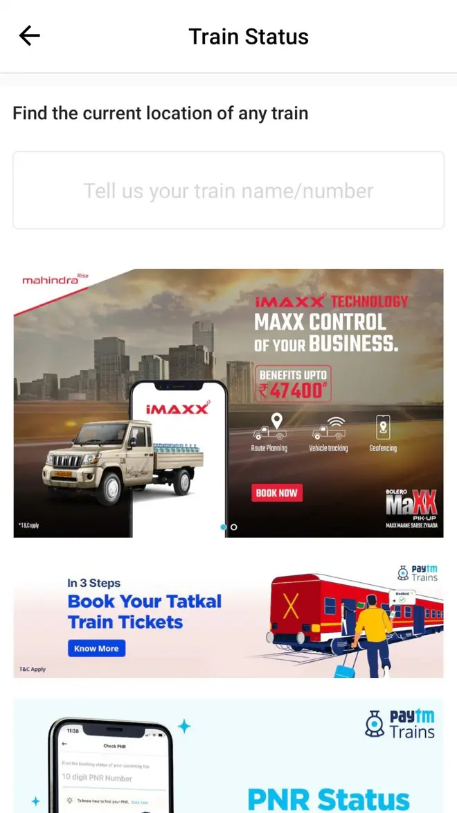 Indian Railways How to check live train status, PNR status on Paytm